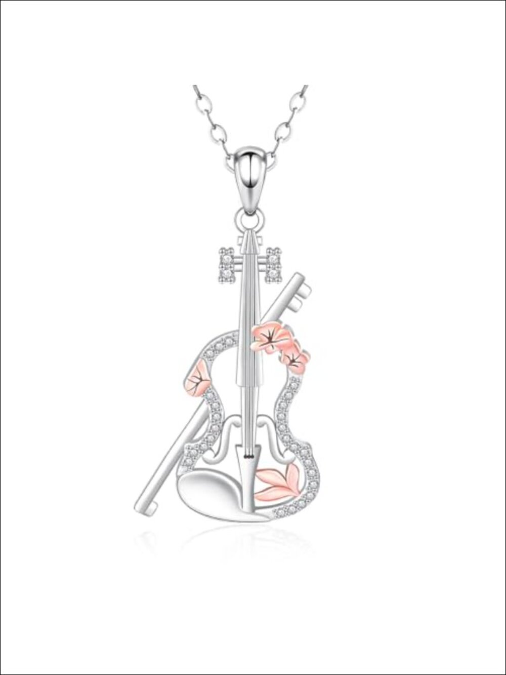 925 Sterling Silver Violin Necklace